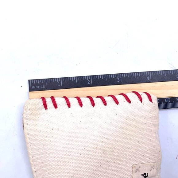 Chloé Parfum Canvas Coin Purse Makeup Case Gold Charm Red Stitching Chic Travel - Picture 8 of 12